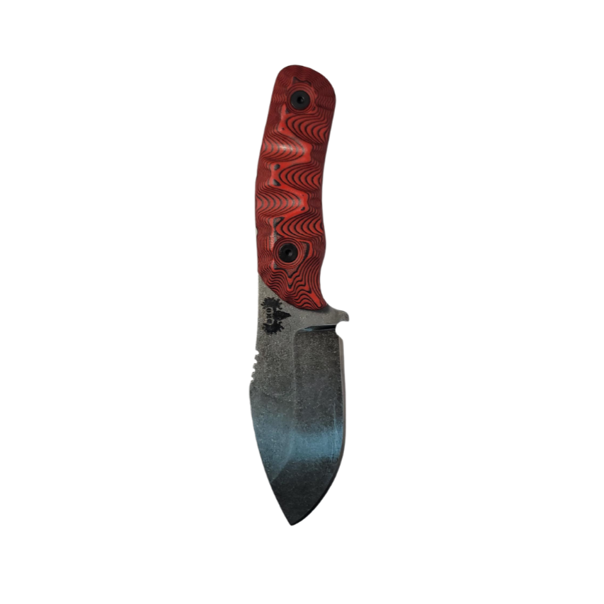 The Scar (Stonewashed - Black & Red G10 w/ white spacer)