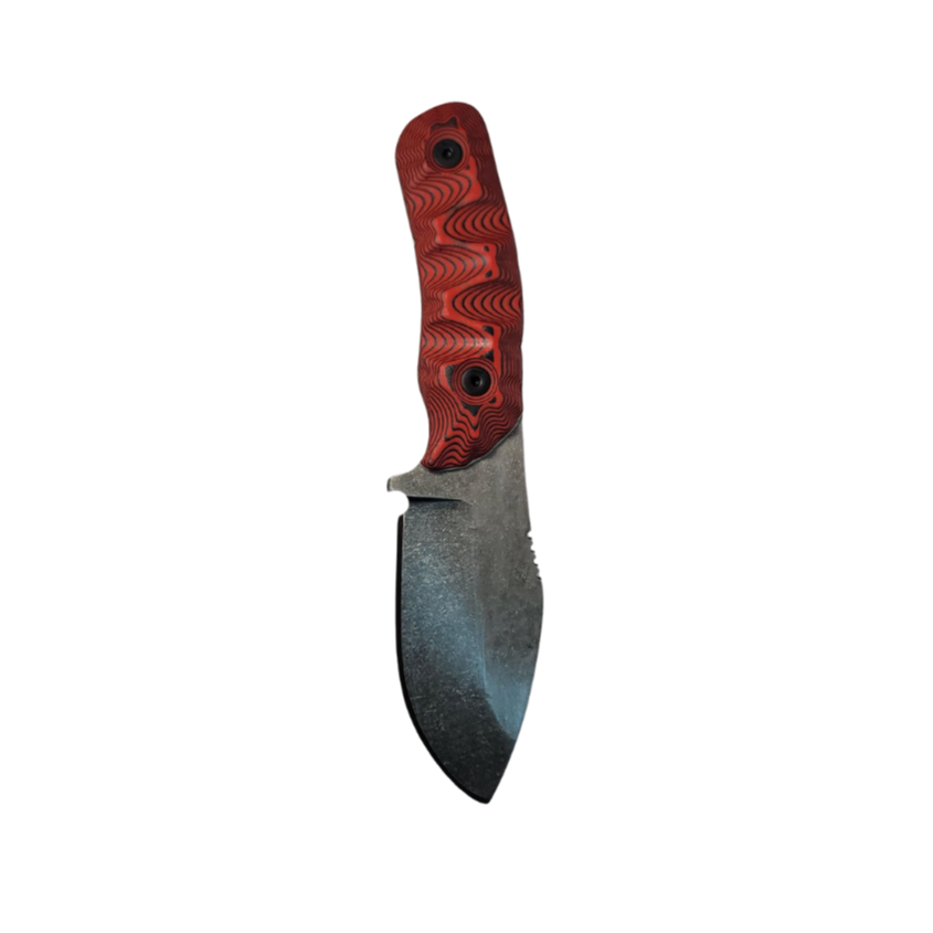 The Scar (Stonewashed - Black & Red G10 w/ white spacer)